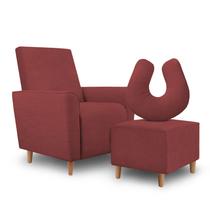 Kit Amamentação Poltrona + Puff + Almofada Sophia Suede Bordo - Clique decorações