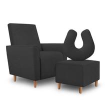 Kit Amamentação Poltrona + Puff + Almofada Sophia Suede Preto - Clique decorações
