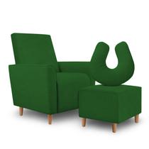 Kit Amamentação Poltrona + Puff + Almofada Sophia Suede Verde - Clique decorações