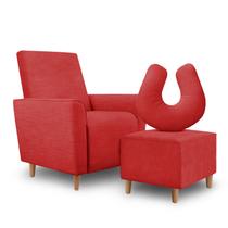 Kit Amamentação Poltrona + Puff + Almofada Sophia Suede Vermelho - Clique decorações