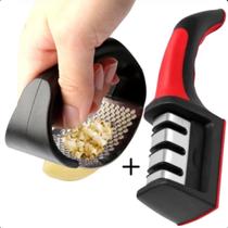 KIT Amassador de Alho Ergonômico + Afiador Portátil