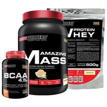 Kit Amazing Mass 1,5Kg+ Whey Protein 500G+ Bcaa 100G