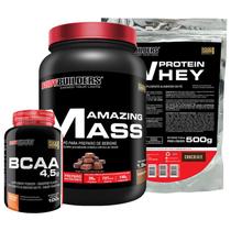 Kit Amazing Mass 1,5kg + Whey Protein 500g + BCAA 100g Tangerina - Bodybuilders