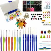 kit Amigurimi Croche Olho de Ursinho e Pelucia Completo 16 Agulhas 0.6 a 5.5 + Diversos Acessorios