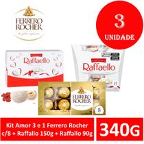 Kit Amor 3 e 1 Ferrero Rocher c/8 +Raffallo150g+Raffallo 90g - FERRRERO ROCHER