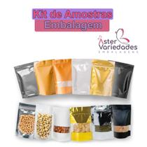 Kit amostras de sacos stand up pouch personalizados, lisos e embalagens plásticas diversas Kit amostras de sacos stand up pouch personalizados, lisos e embalagens plásticas diversas