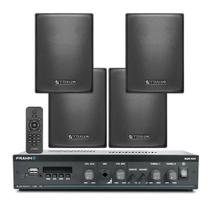 Kit Amplificador Frahm SLIM 1600 G5 60W Bluetooth 5.0 4 Caixas PS 200 Preta Frahm