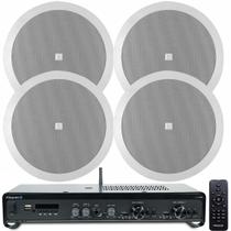 Kit Amplificador Frahm Slim 2700 Optical 160W e 04 Arandelas Alto Falantes JBL Redonda 6CO2R 25W Branca