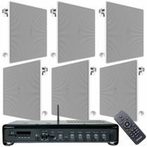 Kit Amplificador Frahm Slim 3700 Buetooth 240W e 6 Arandelas 6 pol Quadradas JBL 6CO3Q 70W cada