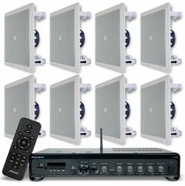 Kit Amplificador Frahm Slim 3700 G5 2 canais 240W e 08 Arandelas 6 pol Quadradas 50W JBL 6CO1Q