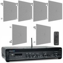 Kit Amplificador Frahm Slim 4100 G5 Buetooth 300W e 6 Arandelas 6 pol Quadradas JBL 6CO3Q 70W cada