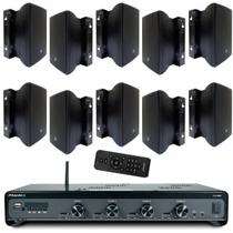 Kit Amplificador Frahm Slim 4500 G5 480W BT USB SD AUX e 10 Caixas de Som JBL C521P 40W Preto Kit Amplificador Frahm Slim 4500 G5 480W BT USB SD AUX e 10 Caixas de Som JBL C521P 40W Preto