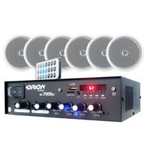 Kit Amplificador Rc7000 6 Arandelas Caixa Som Embutir Orion