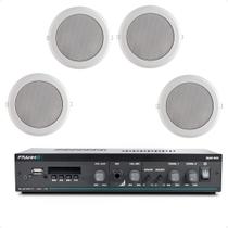 Kit Amplificador Receiver Para Som Ambiente 60W Slim 1600 MC + 4 Arandelas de 25 w RMS Kit Amplificador Receiver Para Som Ambiente 60W Slim 1600 MC + 4 Arandelas de 25 w RMS