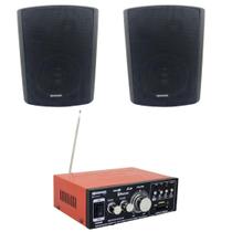 Kit Amplificador Receiver Soundvoice RC02-BT USB MP3 Bluetooth + 2 Caixas Passivas Soundvoice In-45