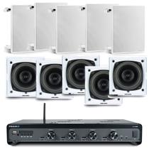 Kit Amplificador Slim 4500 G5 4 Canais 120W 10 Arandelas Quadradas 40W Branca Frahm Kit Amplificador Slim 4500 G5 4 Canais 120W 10 Arandelas Quadradas 40W Branca Frahm