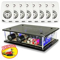 Kit Amplificador Som Ambiente 8 Caixas De Som Pc Tv Notebook