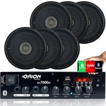 Kit Amplificador Som Ambiente Bt 4ch + 6 Caixas Embutir 5pol