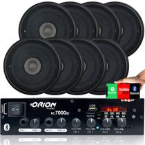Kit Amplificador Som Ambiente Bt 4ch + 8 Caixas Embutir 5pol Kit Amplificador Som Ambiente Bt 4ch + 8 Caixas Embutir 5pol