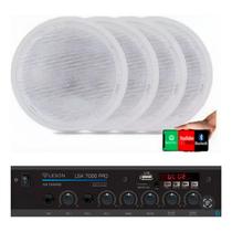 Kit Amplificador Som Ambiente Receiver Orion RC7000 + 4 Arandelas Embutir Full Range 55w RMS Branco- Leson
