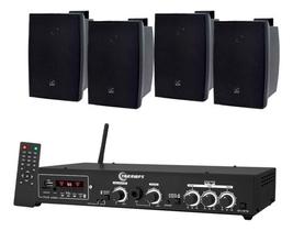 Kit Amplificador Taramps Ths 4001 400w Rms + 4 Caixas C321
