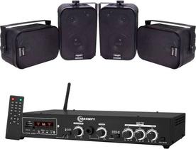 Kit Amplificador Taramps Ths 4001 400w Rms + 4 Caixas Sp400 Kit Amplificador Taramps Ths 4001 400w Rms + 4 Caixas Sp400