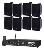 Kit Amplificador Taramps Ths 4001 400w Rms + 8 Caixas C321