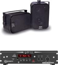 Kit Amplificador Ths 1000 Taramps 100wrms + 2 Sp400 Preta