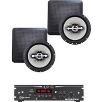 Kit Amplificador Ths 1000 Taramps + 2 Arandela 140w Preta Quadrada Top
