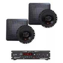 Kit Amplificador Ths 1000 Taramps 2 Arandela 6TRFX55 Preta Quadrada Kit Amplificador Ths 1000 Taramps 2 Arandela 6TRFX55 Preta Quadrada
