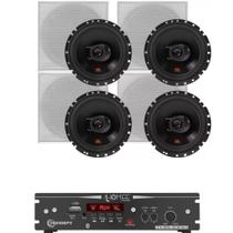 Kit Amplificador Ths 1000 Taramps 4 Arandela 6TRFX55 Branca Quadrada Kit Amplificador Ths 1000 Taramps 4 Arandela 6TRFX55 Branca Quadrada