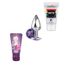 Kit Anal Plug Anal + Gel Dessensibilizante + Gel Anestésico Sete Sensações SEX SHOP