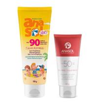 Kit Anasol Protetor Corporal Kids Fps 90 100 gr + Anasol Protetor Facial Fps 50 com 60 gr Vegano