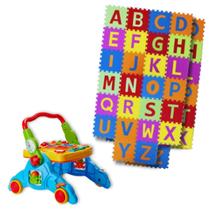 Kit Andador Mesinha Interativa + 2 Tatames Alfabeto Emborrachado Criança