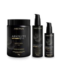 Kit Aneethun Absolute Oil - Máscara 1kg + Finalizador 210ml + Umectante Capilar 110ml Kit Aneethun Absolute Oil - Máscara 1kg + Finalizador 210ml + Umectante Capilar 110ml