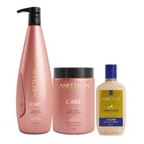 Kit Aneethun Care System Revitalizante - Shampoo 1L + Máscara 1L + Creme de Silicone 250ml