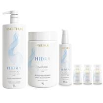 Kit Aneethun Hidra -Shampoo 1L + Máscara 1kg + Finalizador 210ml + Ampolas 13ml (3Unidades) Kit Aneethun Hidra -Shampoo 1L + Máscara 1kg + Finalizador 210ml + Ampolas 13ml (3Unidades)