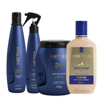 Kit Aneethun Hidratação Linha A Shampoo + Mascara Spray + Creme de Silicone