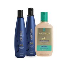 Kit Aneethun Linha A com 2 Shampoo 300ml + 1 Creme de Silicone Cachos 250ml Kit Aneethun Linha A com 2 Shampoo 300ml + 1 Creme de Silicone Cachos 250ml