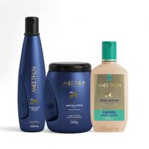 Kit Aneethun Linha A Shampoo 300mL+Máscara 500g+Cachos Creme Silicone 250ml