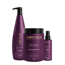 Kit Aneethun No Frizz System Shampoo 1L + máscara 1kg + leave in selante