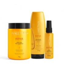Kit Aneethun Pós Química Máscara 1Kg + Finalizador 250g + Óleo Reparador 55ml