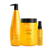 Kit Aneethun Repair Pós quimica Shampoo 1L + Máscara 1Kg + Óleo Reparador 55ml