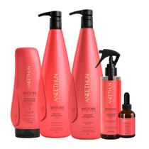 Kit Aneethun Restore System Shampoo 1L+Repositor 1L+Finalizador 250g+Acidificante+Booster