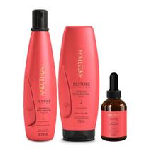 Kit Aneethun Restore System - Shampoo 300ml + Máscara 250g + Booster Capilar 40ml