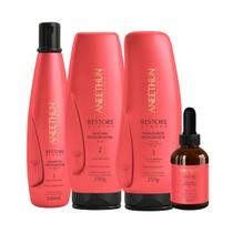 Kit Aneethun Restore System Shampoo 300ml+Máscara 250g+Finalizador 250g+Booster