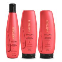 Kit Aneethun Restore System - Shampoo 300ml + Máscara 250g + Finalizador 250g