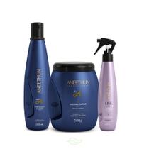 Kit Aneethun Shampoo e Máscara Linha A e Spray Liss System