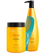 Kit Aneethun Shampoo e Máscara Repair Pente Beauty Secret Kit Aneethun Shampoo e Máscara Repair Pente Beauty Secret