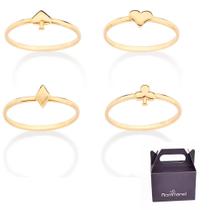 Kit Anéis Naipes de Baralho Banhado à Ouro Rommanel 513541